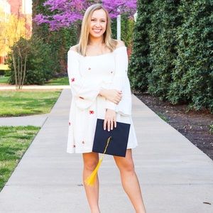 Free people white off the should dress sz M